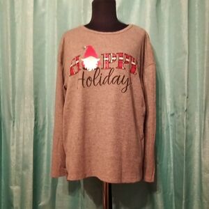 Holiday Time Gray and Red Festive Sweater